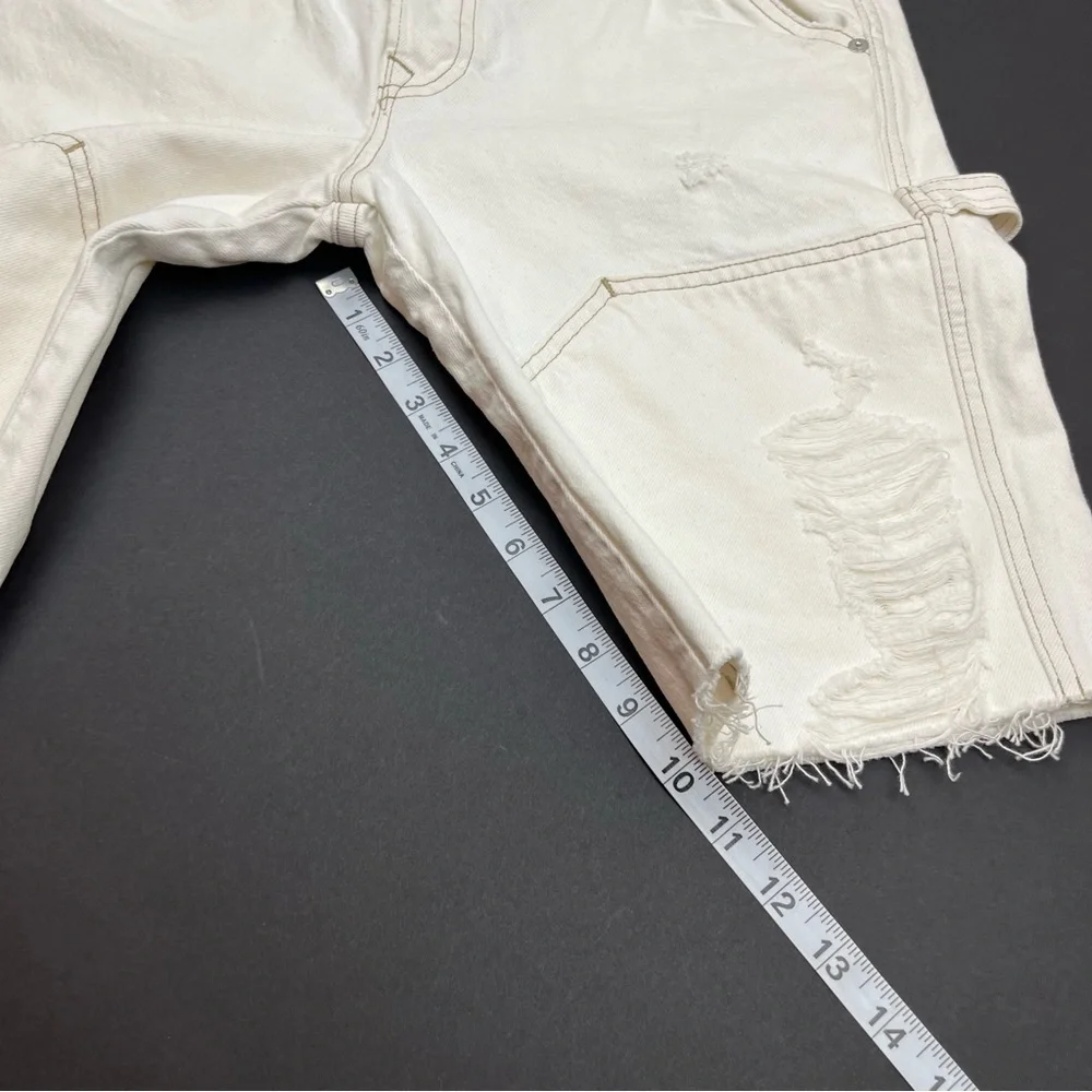 Frame Le Slouch Bermuda Off‎ White Rips Distressed Denim Short 26 NEW *TINY FLAW